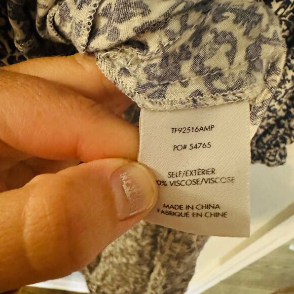 DEREK LAM 10 CROSBY White Blue Print Long sleeves Mini Dress Size 10 - Picture 9 of 10